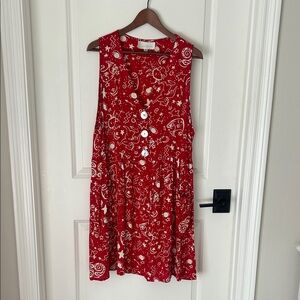 Jenny Helene Vintage Red Celestial Sleeveless Dress